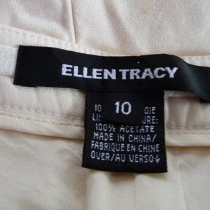 ELLEN TRACY silk cream high rise fully lined side zip  palazzo pants 10